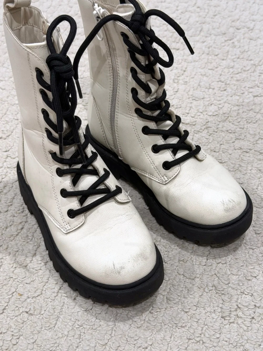 Kids Art Class White Combat Boots Size 13
